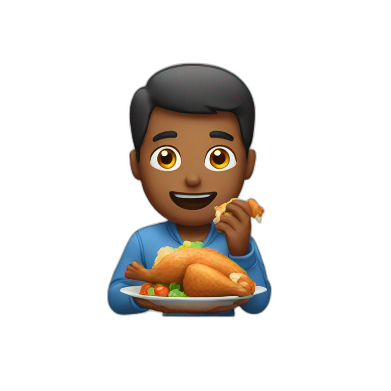 man eating chicken emoji