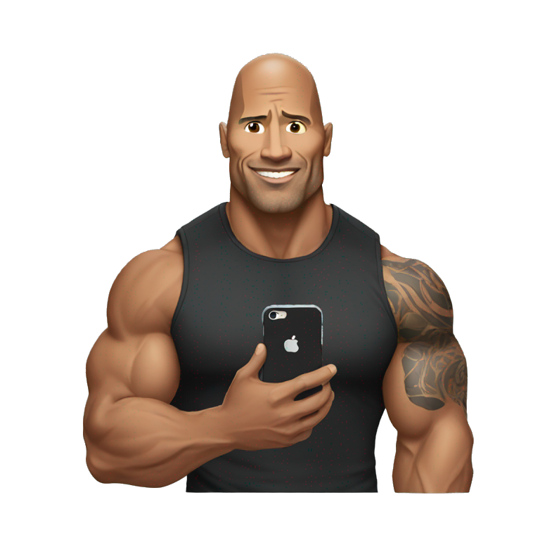 the rock holding an iphone emoji