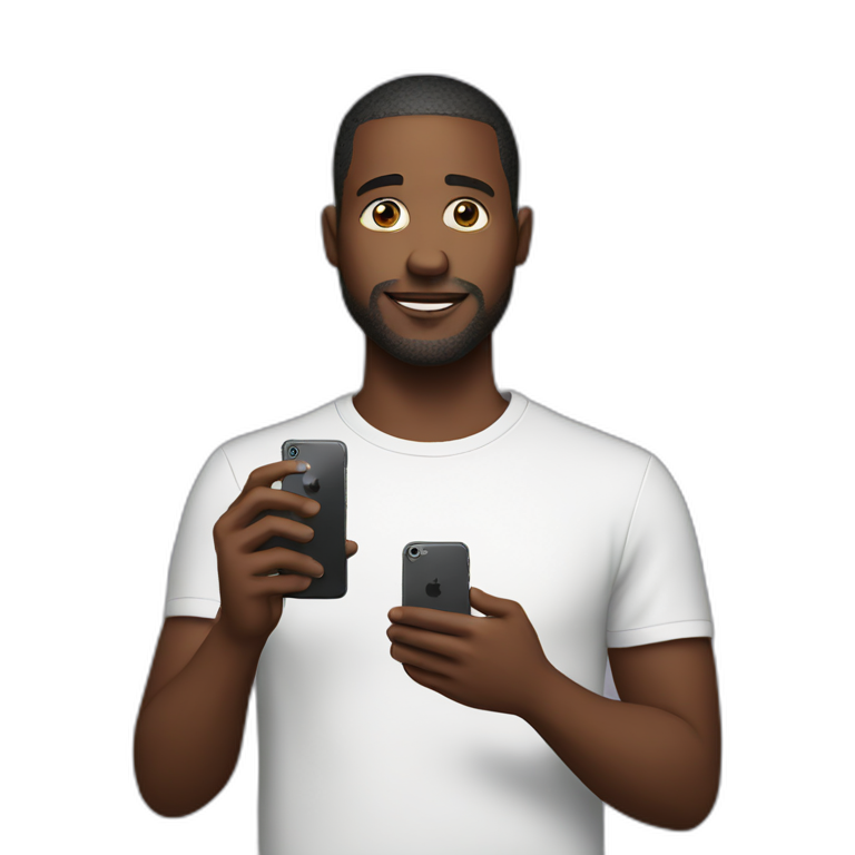 Man with latest iphone in hands emoji