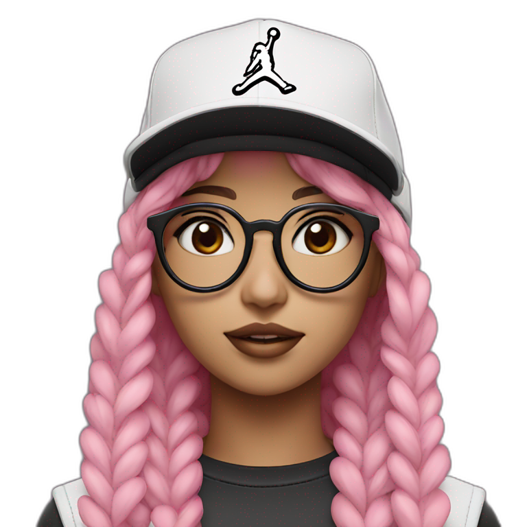 Girl with  BlackPinkGlasses  with Jordan Cap emoji