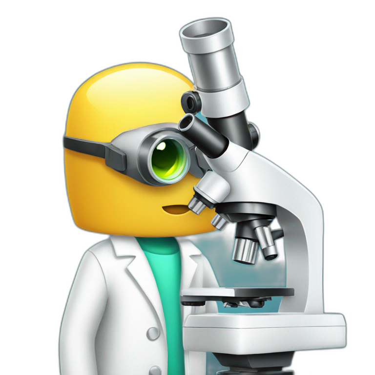  bot in white coat looking through microscope emoji