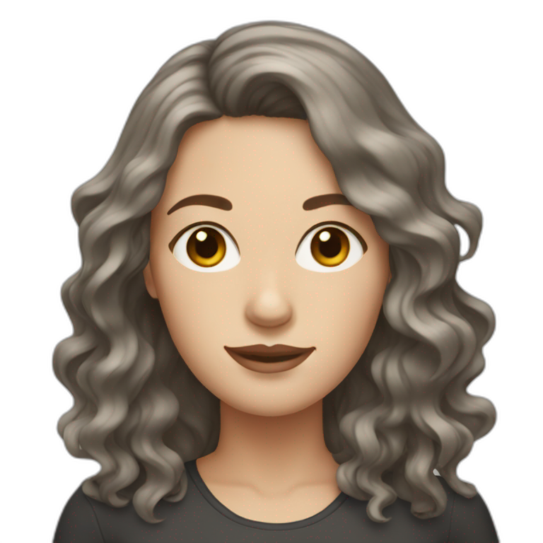 white woman with wavy dark brown hair emoji