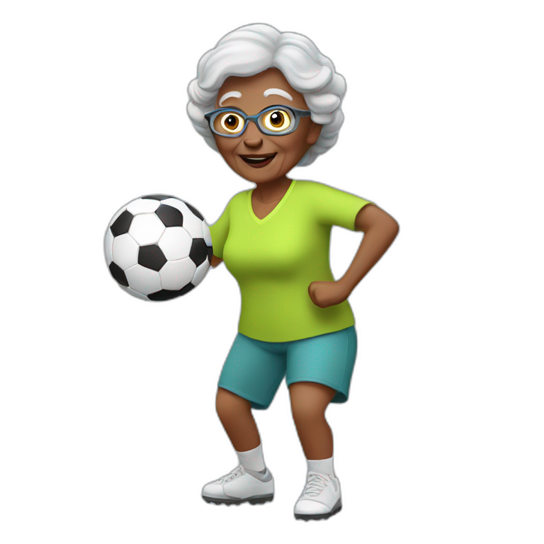 Granny playing football emoji