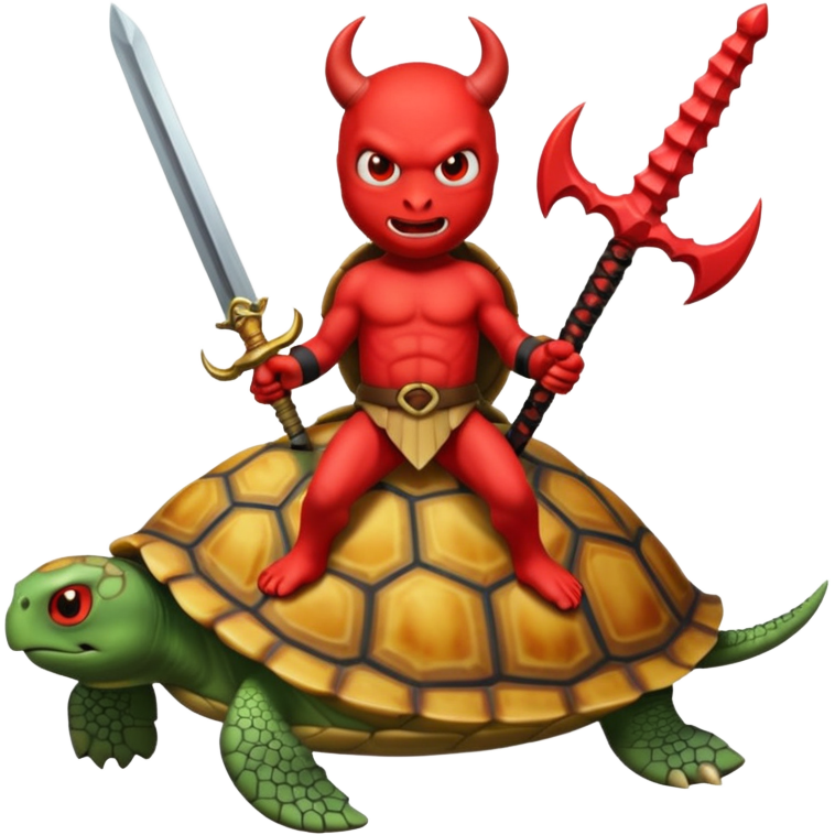 A devil in a turtle carapace add devil sword Sticker