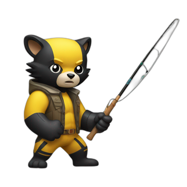 Wolverine with a fishing rod emoji