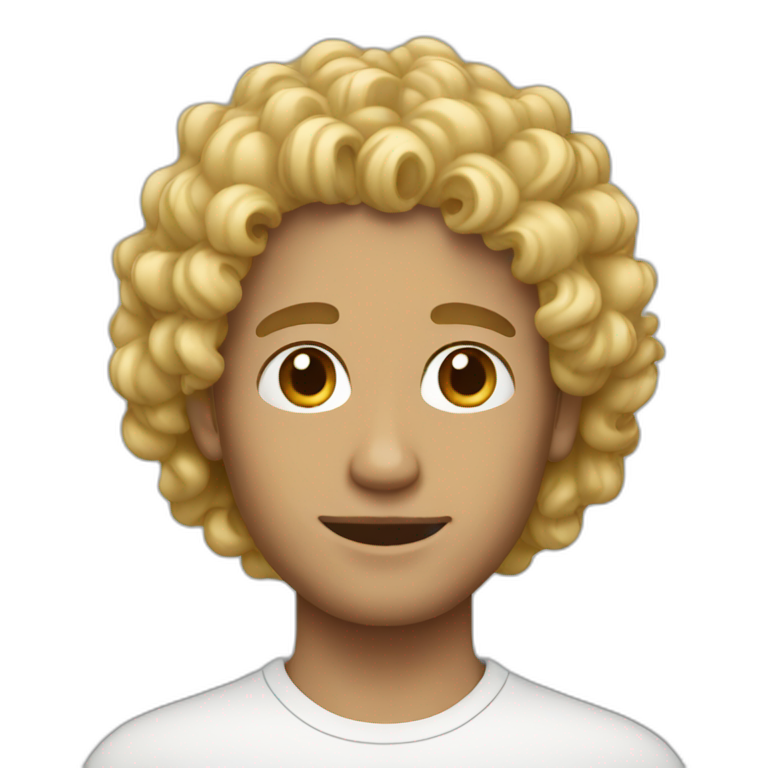 man curly hair blond emoji