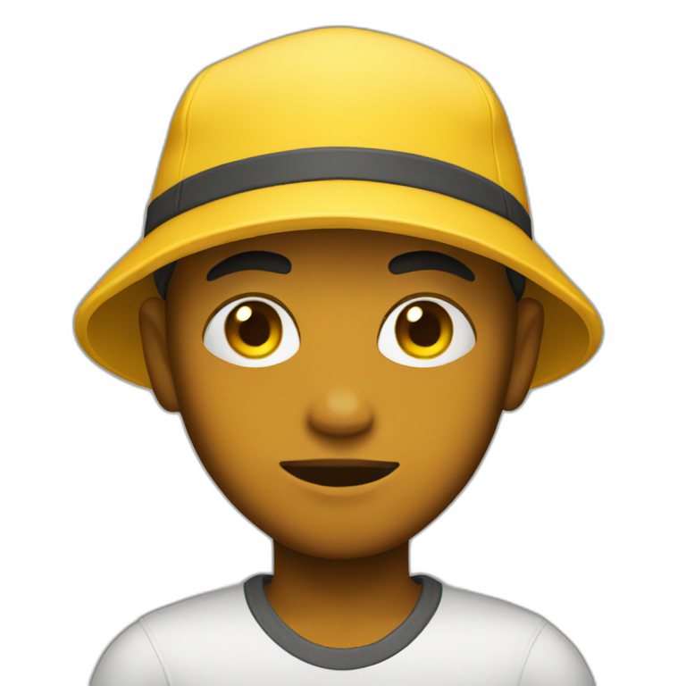 Yellow cap black eye boy emoji