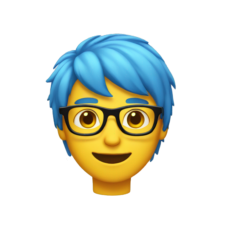 Boy with blue hair, yellow skin and red glasses  emoji