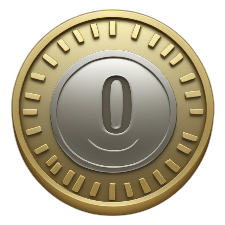 a coin with 0 label and percentage sign emoji