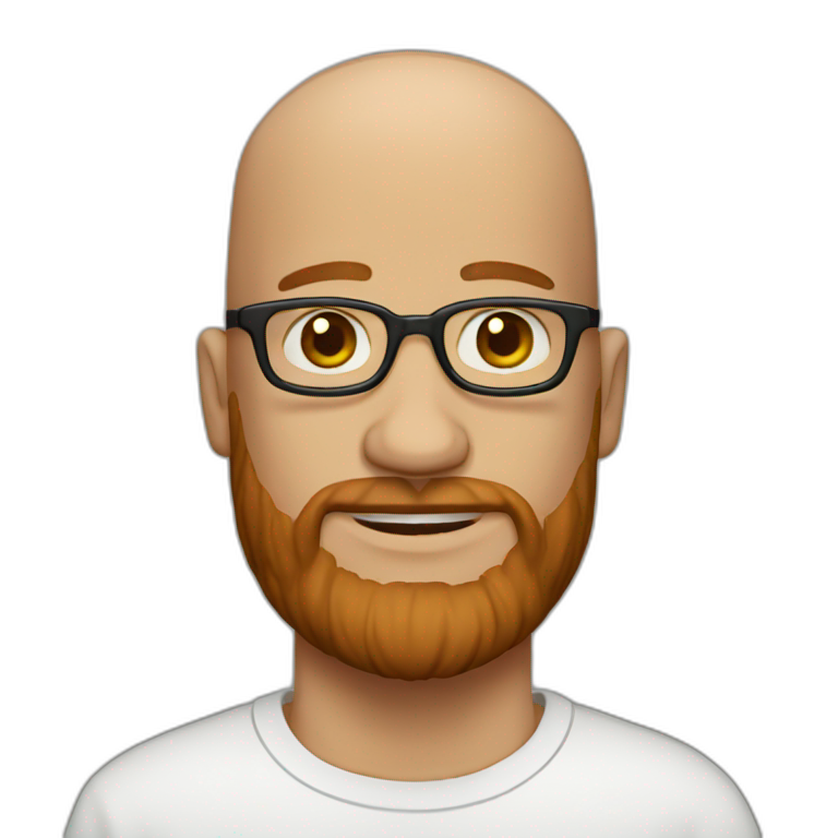 bald guy with glasses and reddish brown beard emoji