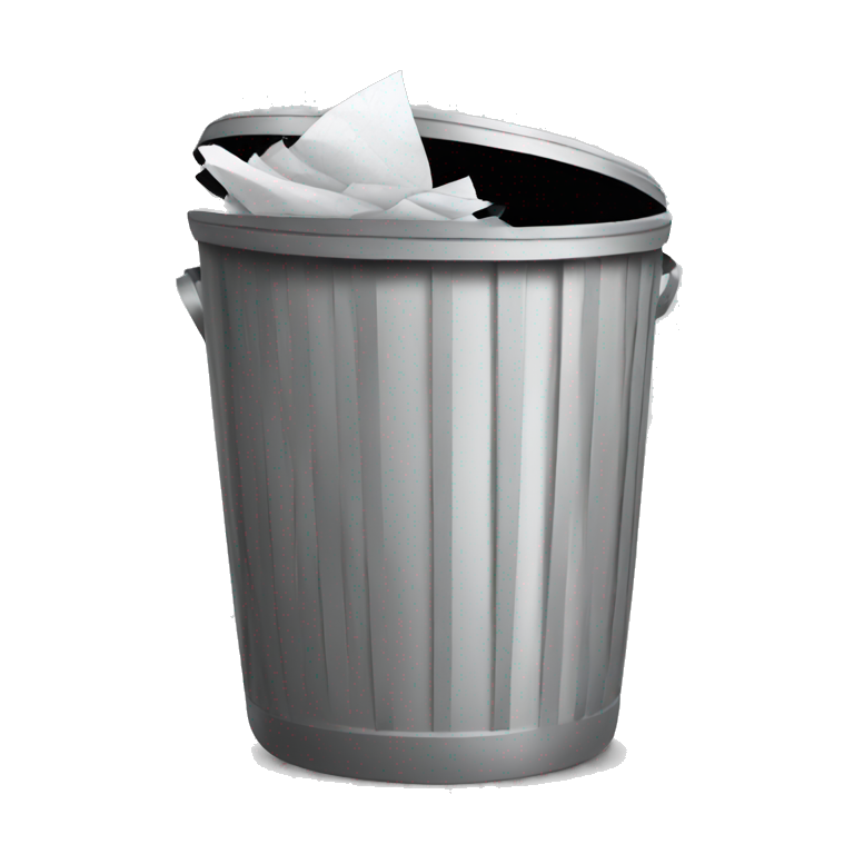 trash bin with paper emoji