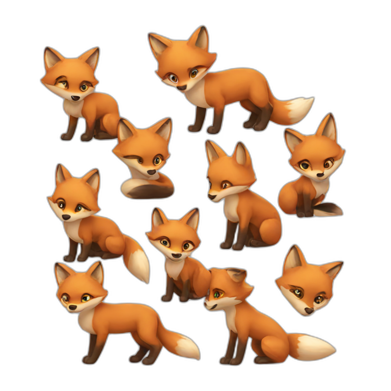 5 foxes emoji