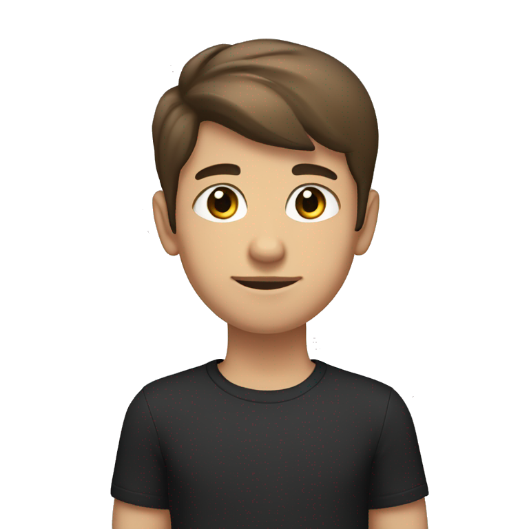 light dark-skinned boy, brown hair and eyes, short sideways hair and clean shaven, black shirt with LDC EXPRESS written on it emoji