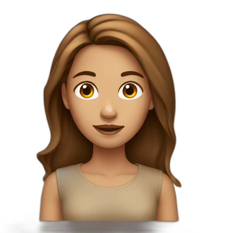 women,long brown hair , tan emoji