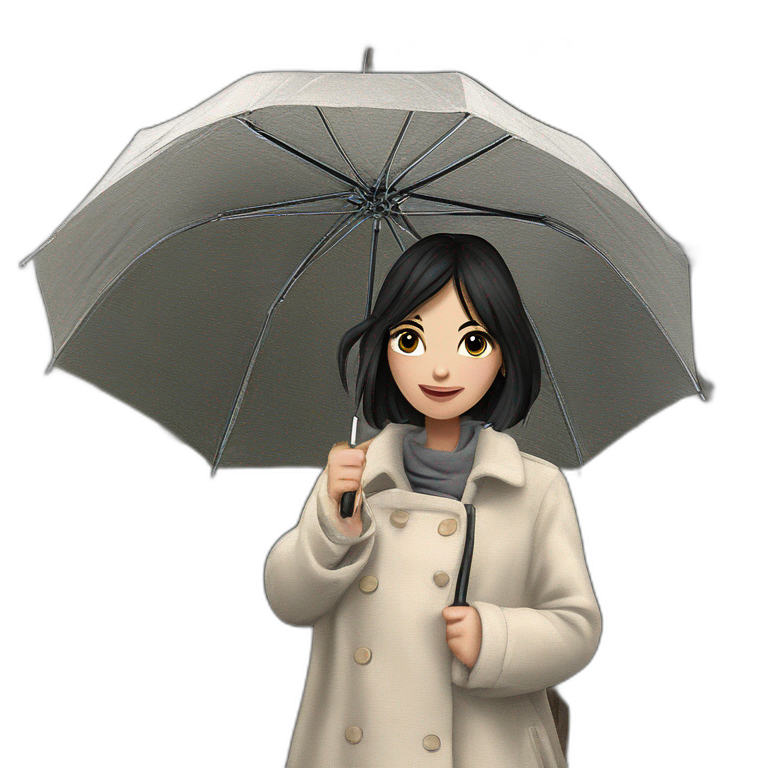 rainy day girl in coat emoji