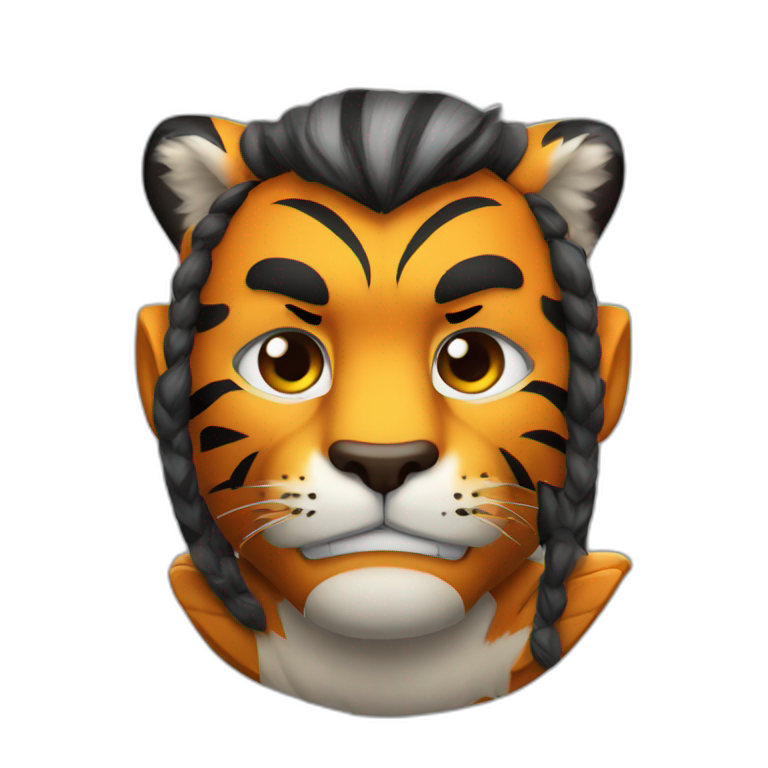 Tiger Muscle Fighter with Double Axe Collar  emoji