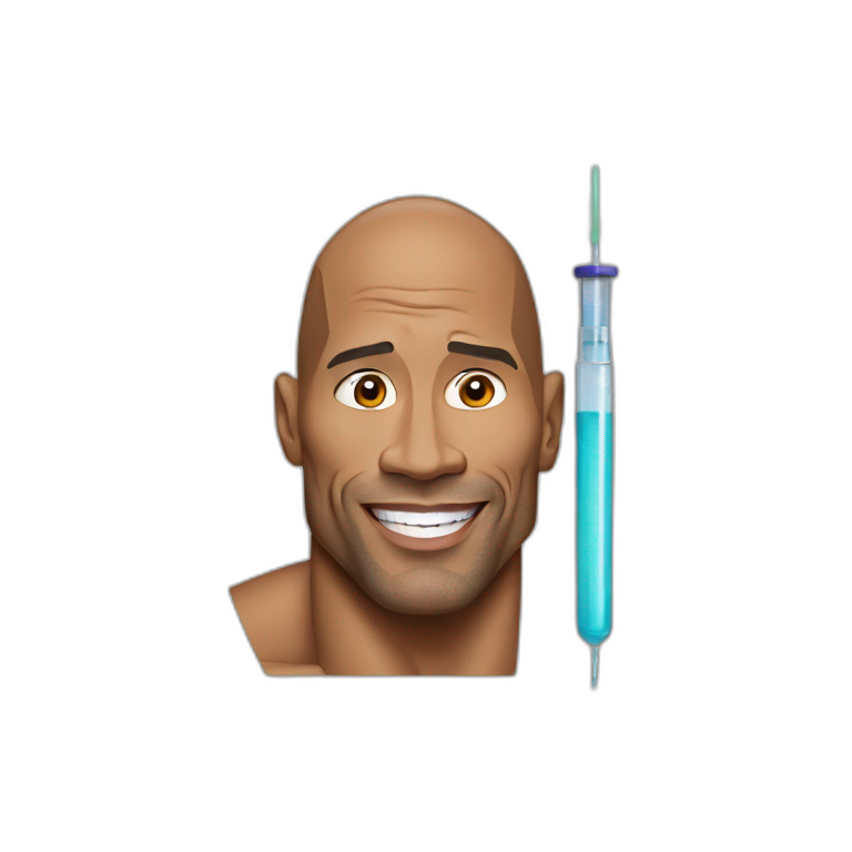 Dwayne Johnson with syringe emoji