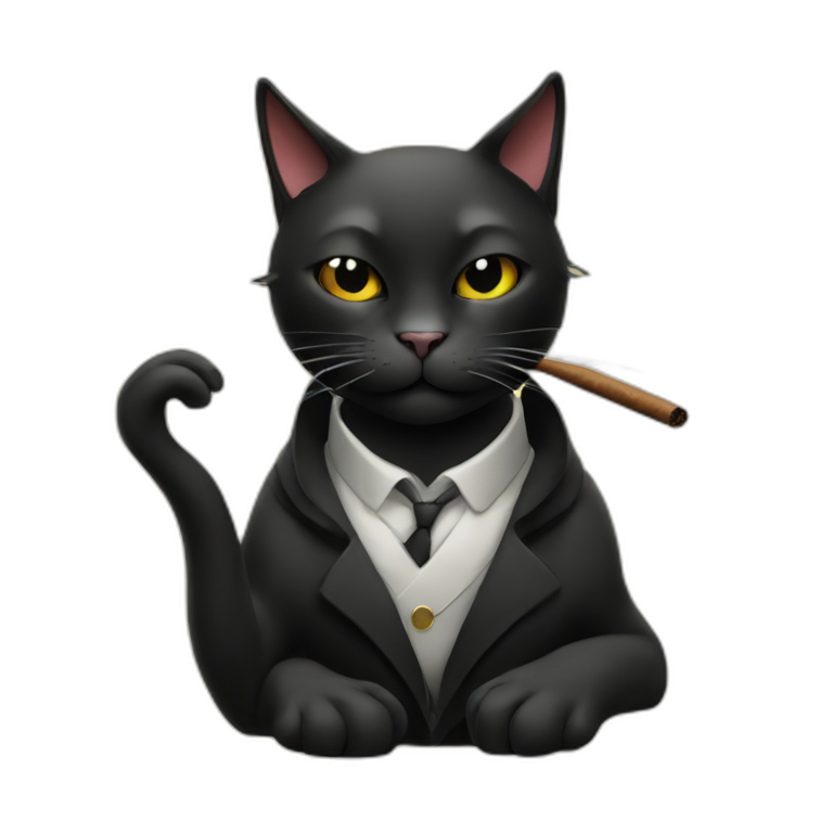 black cat smoking cigar emoji