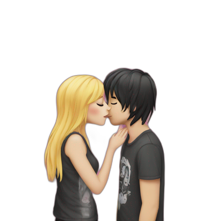 Emo boy kiss his girlfriend emoji