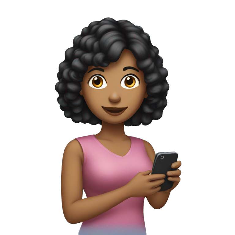 black haired woman with a cell phone in her hand emoji