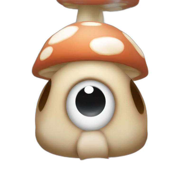 3d sphere with a cartoon Mooshroom skin texture with big beautiful eyes emoji