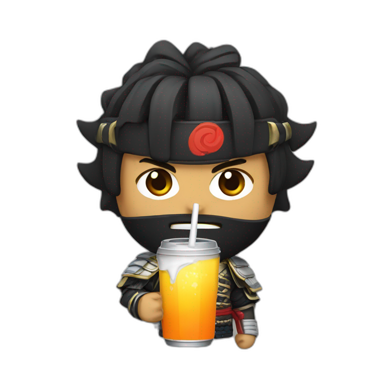 samurai with energy drink emoji