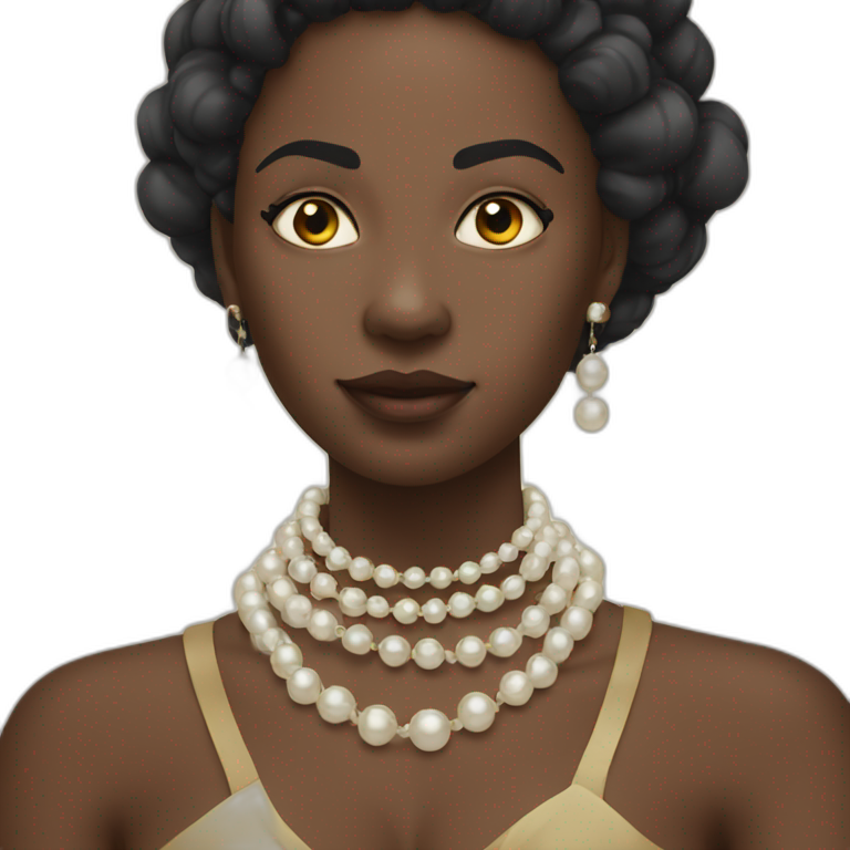 Black woman clutching her pearls around her neck emoji