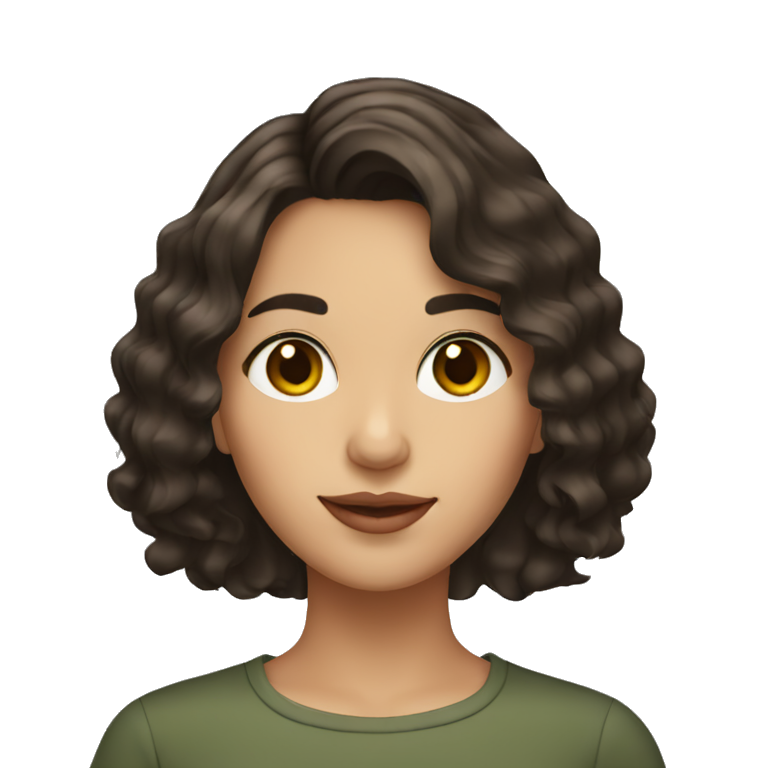 a young spanish woman with dark brown wavy hair with a bob cut  emoji