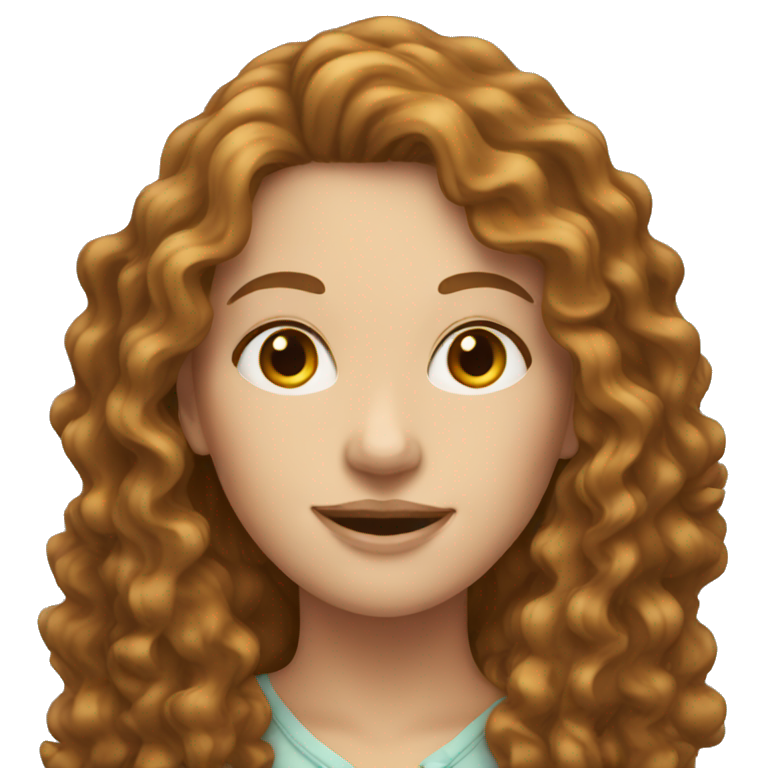 white woman with long curly brown hair emoji
