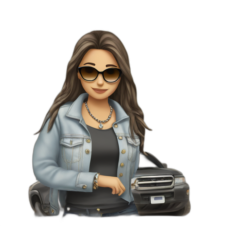girl with denim jacket accessories emoji