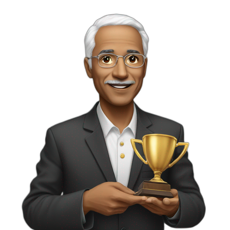 Abdulrazak Gurnah with prize emoji