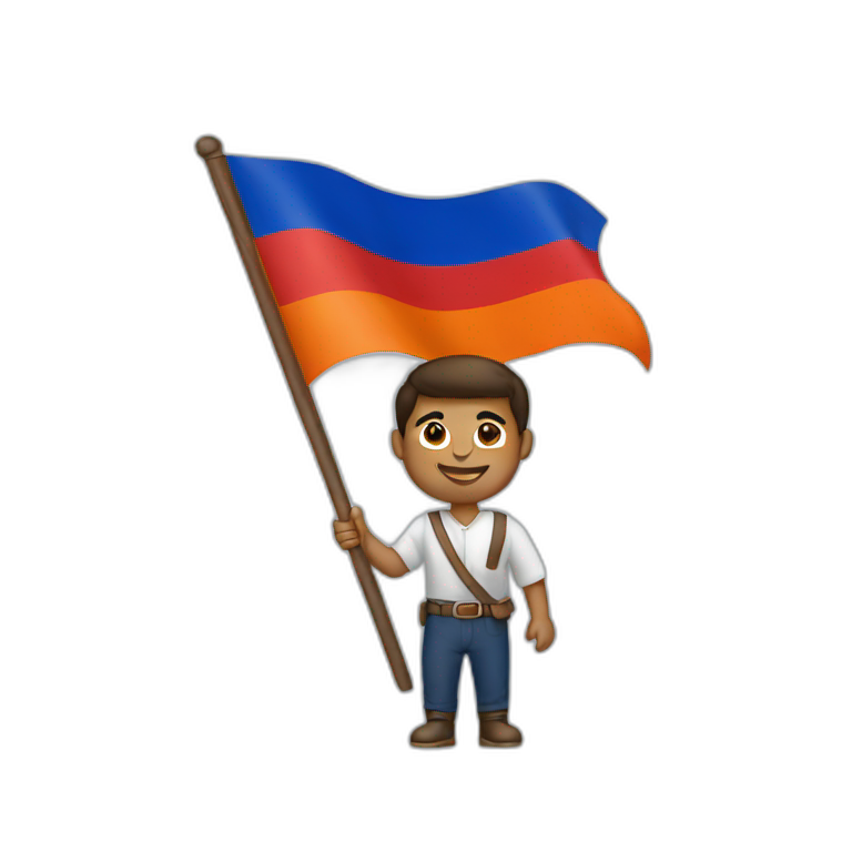 Men holding Armenian flag  emoji