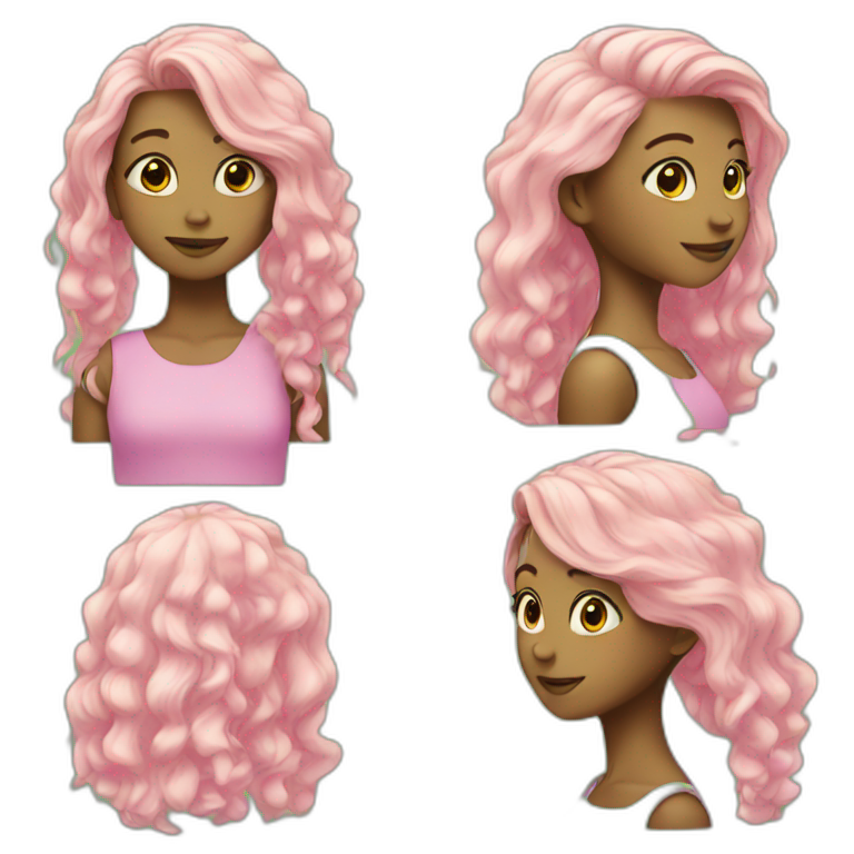 girl with hair pink and green emoji