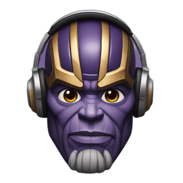 Thanos with dark skin with headphones no mic emoji