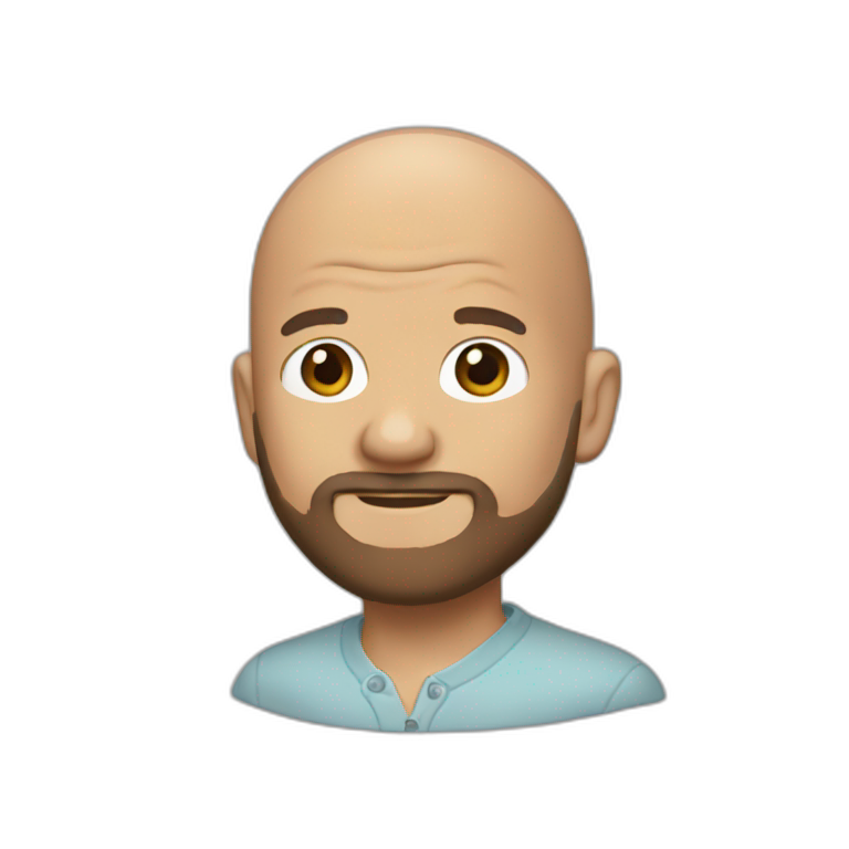 bald bob ross with bald shaved head emoji