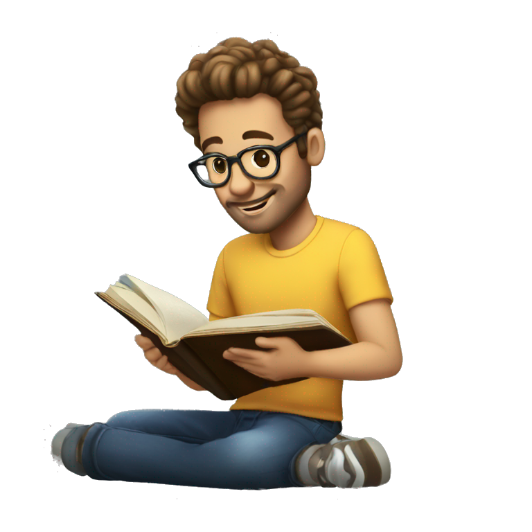 Persona leyendo un libro e imaginando lo que lee emoji