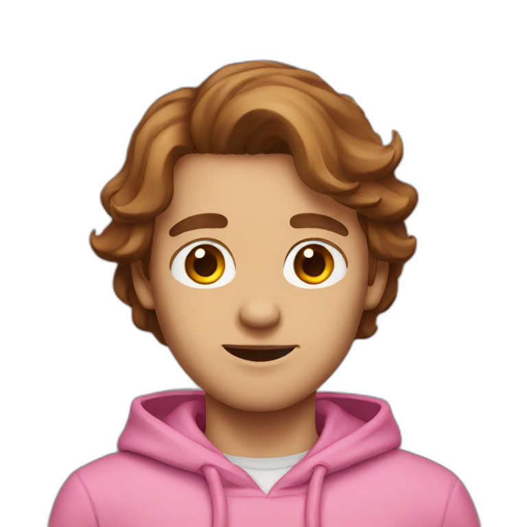 guy with a pink hoodie and brown hair emoji