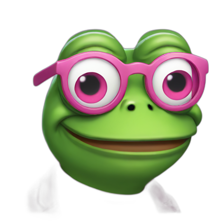 pepe the frog wearing glasses and with pink hair emoji