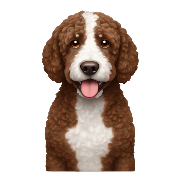 Brown Spanish water dog with white spot on chest  emoji