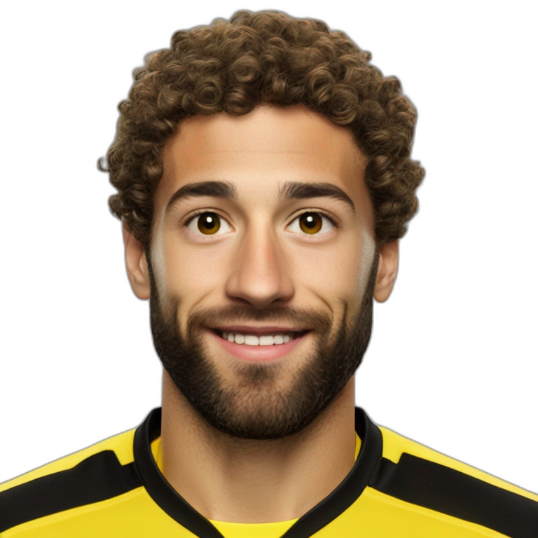 Borussia Dortmund player short beard curly short hair bronwn emoji AI Emoji Generator