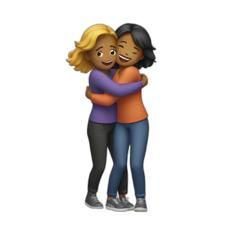 two women hug emoji
