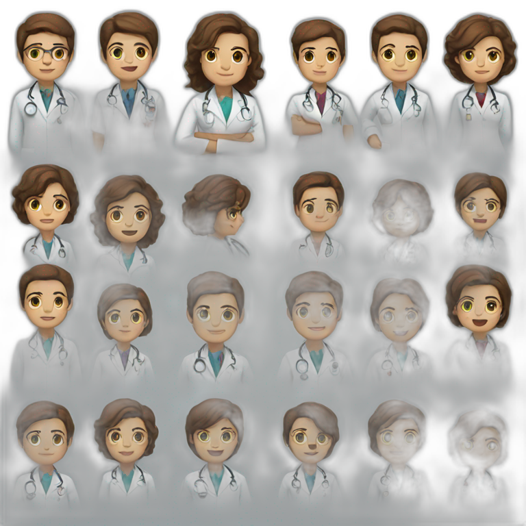 doctor, white skin, brown hair, emoji