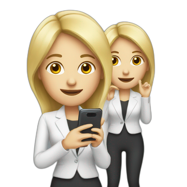 business woman with smartphone emoji
