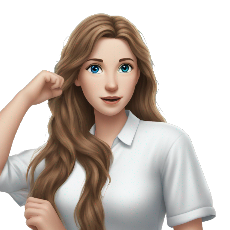 serene brown-haired girl portrait emoji