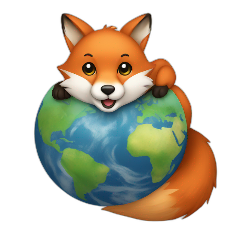Fox holding the earth  emoji