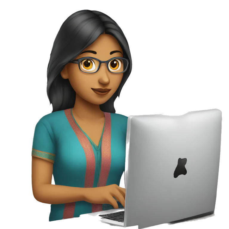 computer programmer indian Girl with computer emoji