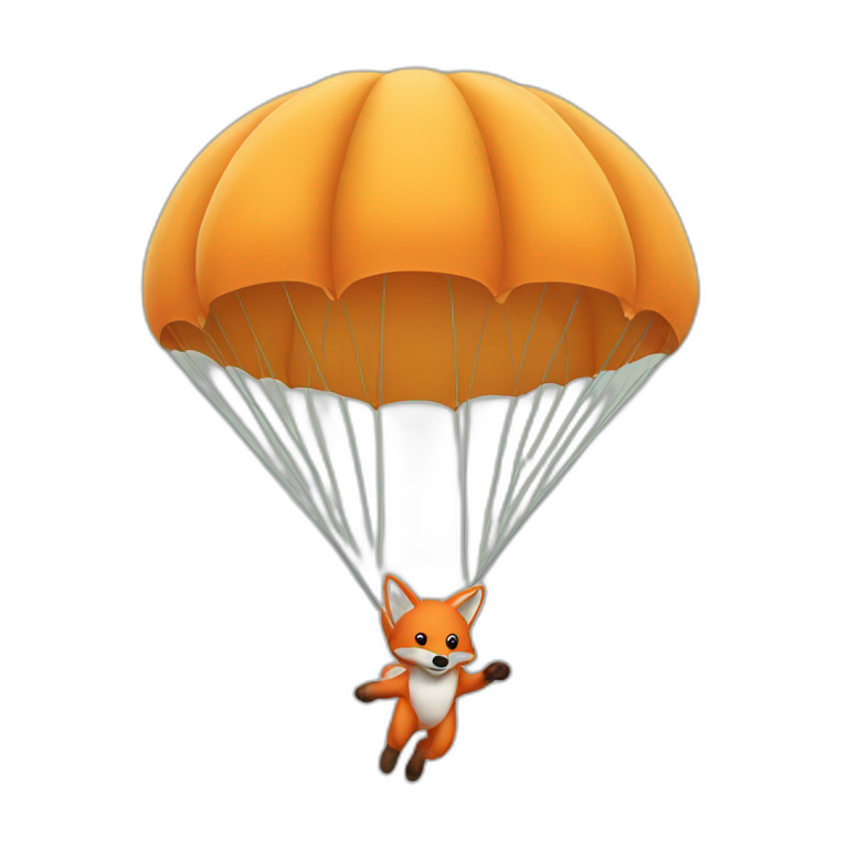 Jumping fox parachute emoji
