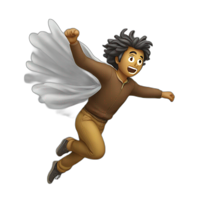 Flying man wind blow emoji