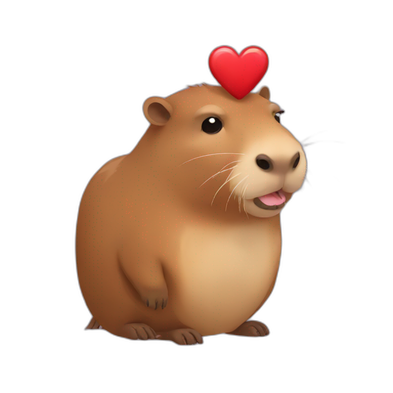 capybara holding a heart emoji