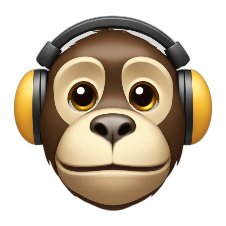 Monkey with dog snout and headphones emoji